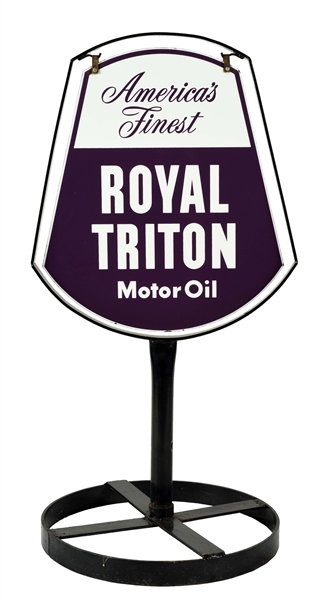 UNION 76 ROYAL TRITON PORCELAIN LOLLIPOP CURB SIGN.