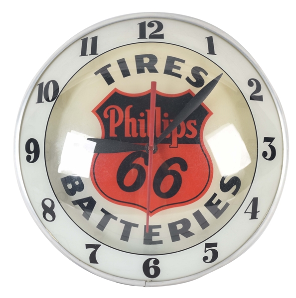 PHILLIPS 66 TIRES & BATTERIES ADVERTISING PRODUCTS LIGHT UP BUBBLE CLOCK. 