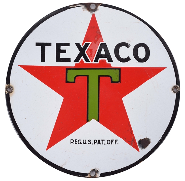 TEXACO GASOLINE & MOTOR OIL PORCELAIN LUBSTER SIGN.