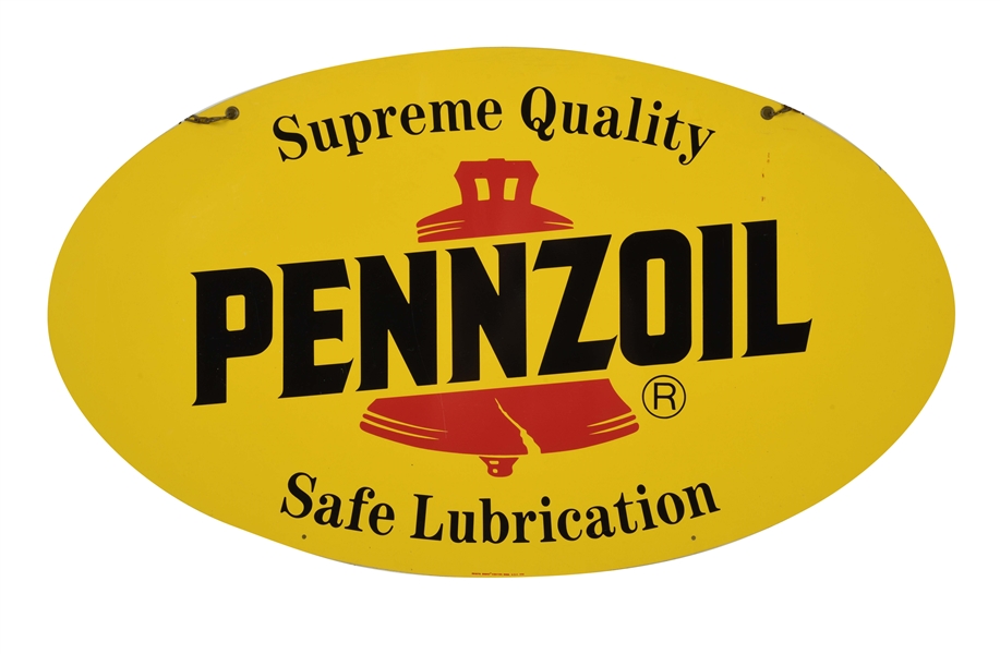 PENNZOIL SUPREME QUALITY & SAFE LUBRICATION TIN CURB SIGN.