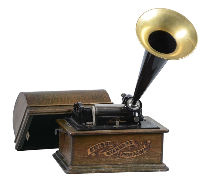 EDISON STANDARD MODEL A CYLINDER PHONOGRAPH WITH HORN.