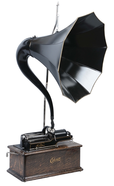 EDISON HOME PHONOGRAPH MODEL B WITH HORN.