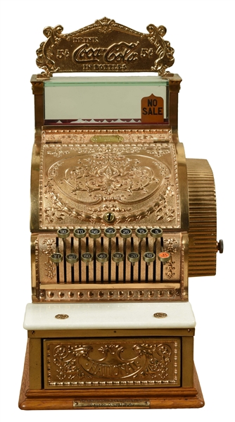 NATIONAL CASH REGISTER MODEL 317 WITH COCA COLA MARQUEE.