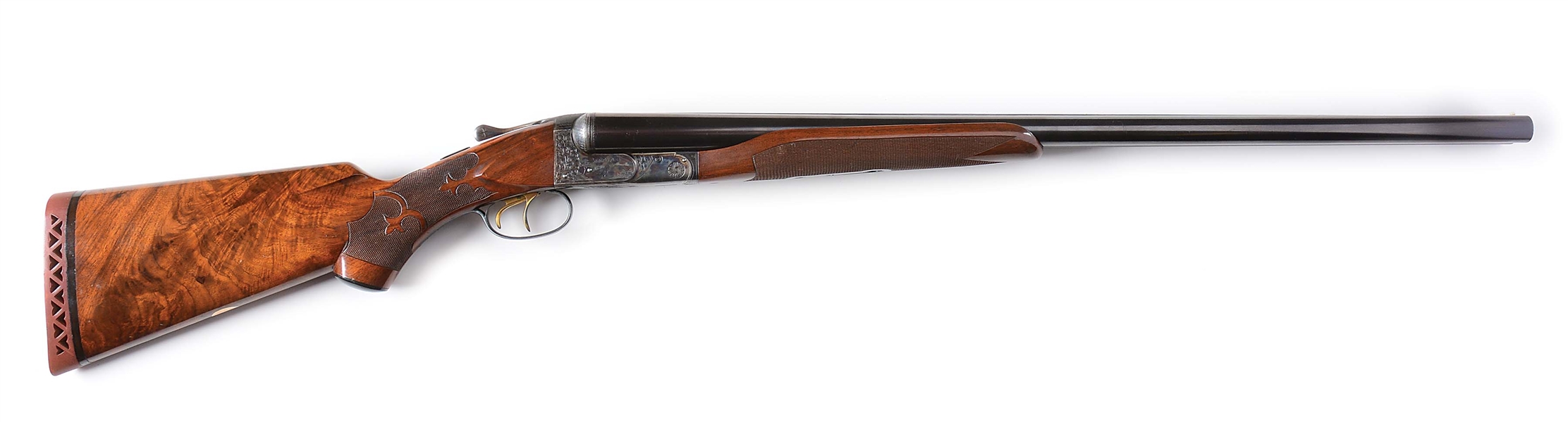 (C) EXCEPTIONAL HIGH CONDITION AND RARE ITHACA MAGNUM 10  GRADE 4 NID SHOTGUN WITH BEAVERTAIL FOREND 