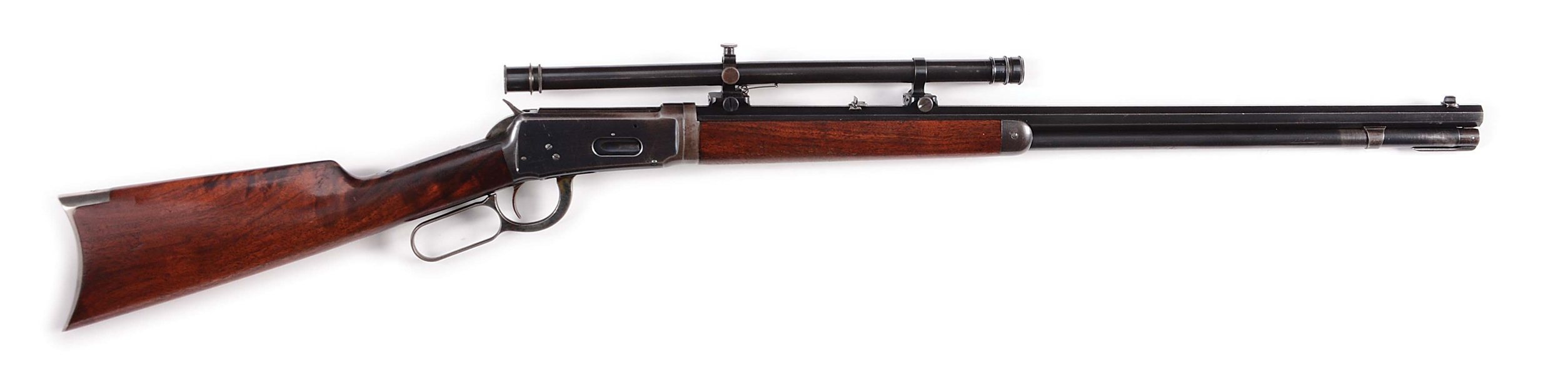 (C) WINCHESTER MODEL 1894 TAKEDOWN LEVER ACTION RIFLE WITH FACTORY SCOPE.