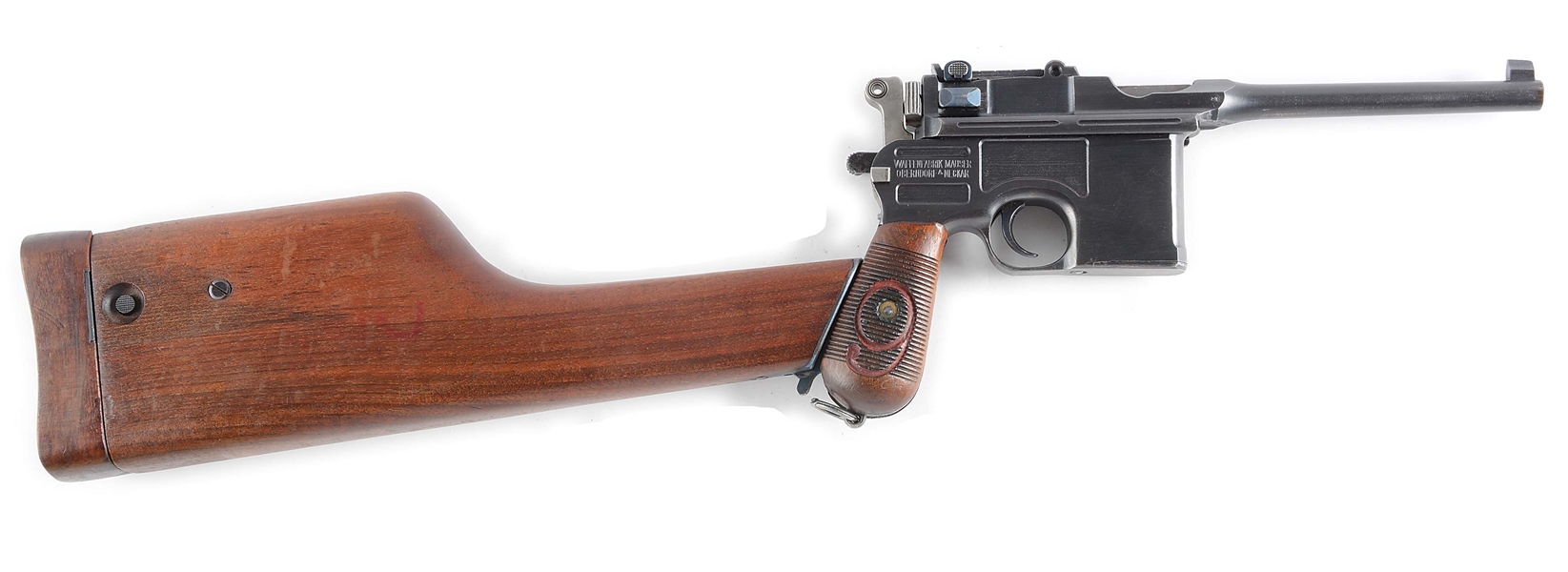 (C) MAUSER C-96 "RED 9" WITH MATCHING STOCK SEMI-AUTOMATIC PISTOL..