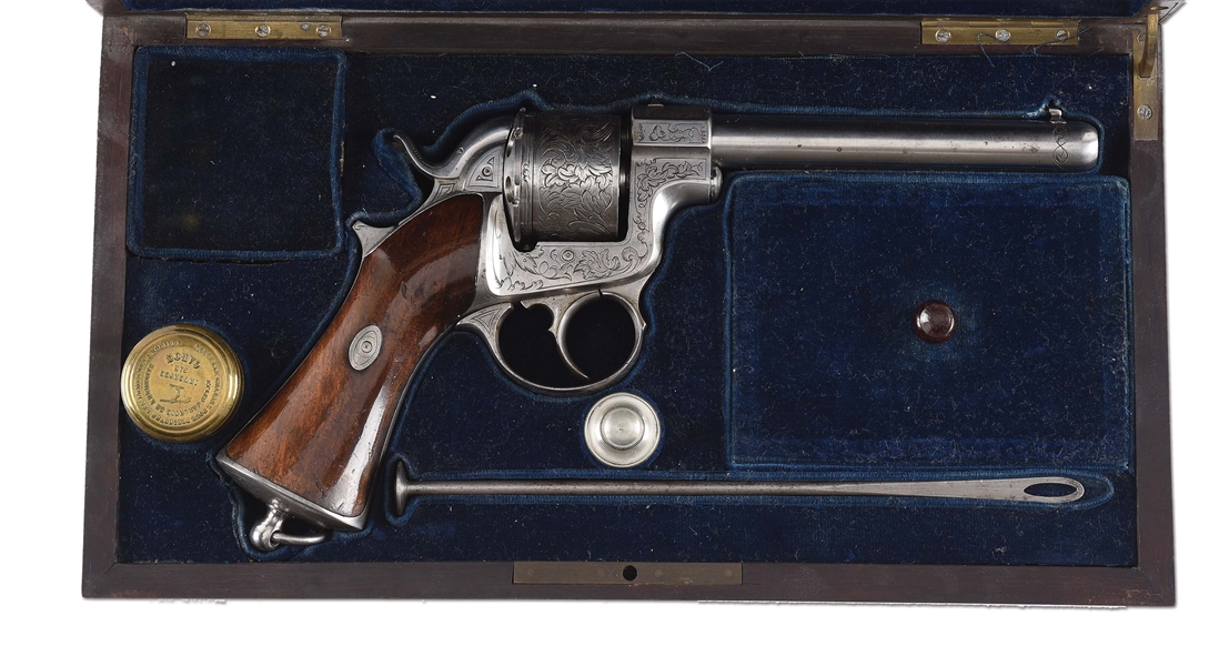 (A) CASED ENGRAVED FRENCH "RAPHAEL" REVOLVER