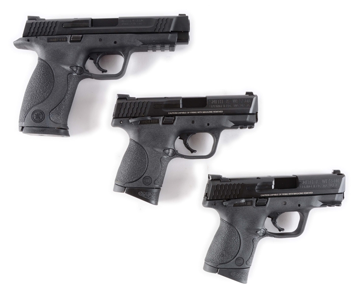 (M) LOT OF 3: THREE SMITH AND WESSON M&P SERIES SEMI-AUTOMATIC PISTOLS.