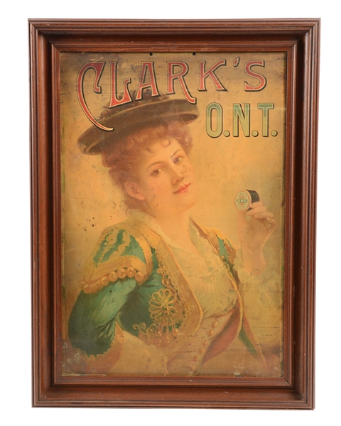 CLARKS O.N.T. SPOOL COTTON ADVERTISING SIGN. 