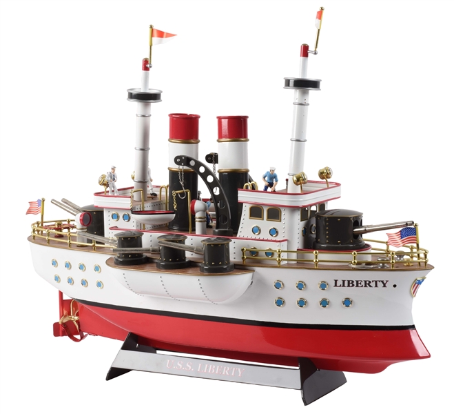 CONTEMPORARY CLOCKWORK LIBERTY BATTLESHIP.