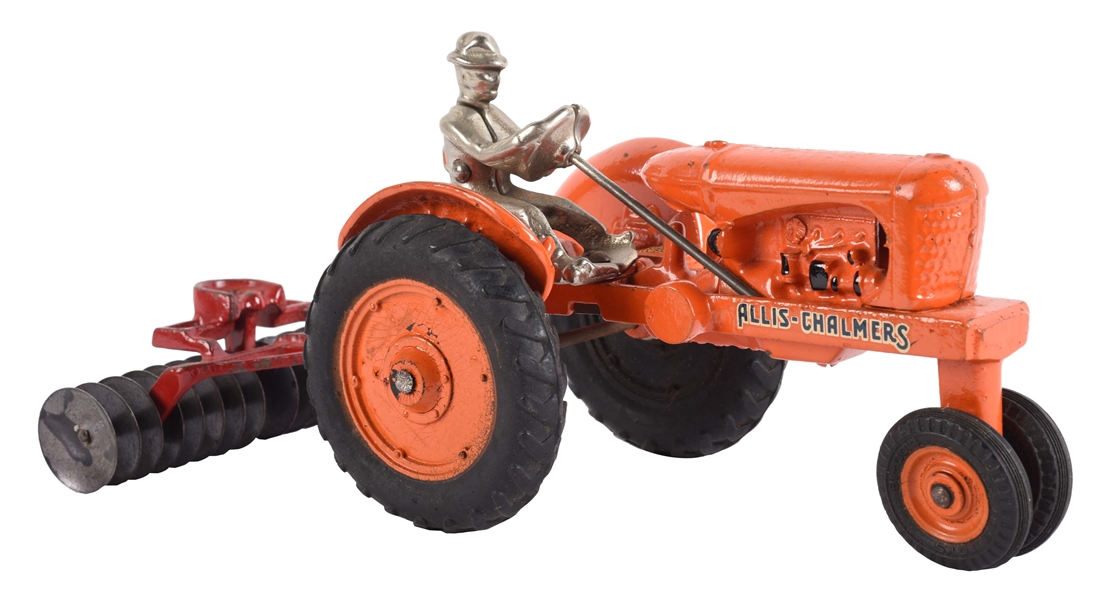 CAST IRON ARCADE ALLIS-CHALMERS TRACTOR & IMPLEMENT.