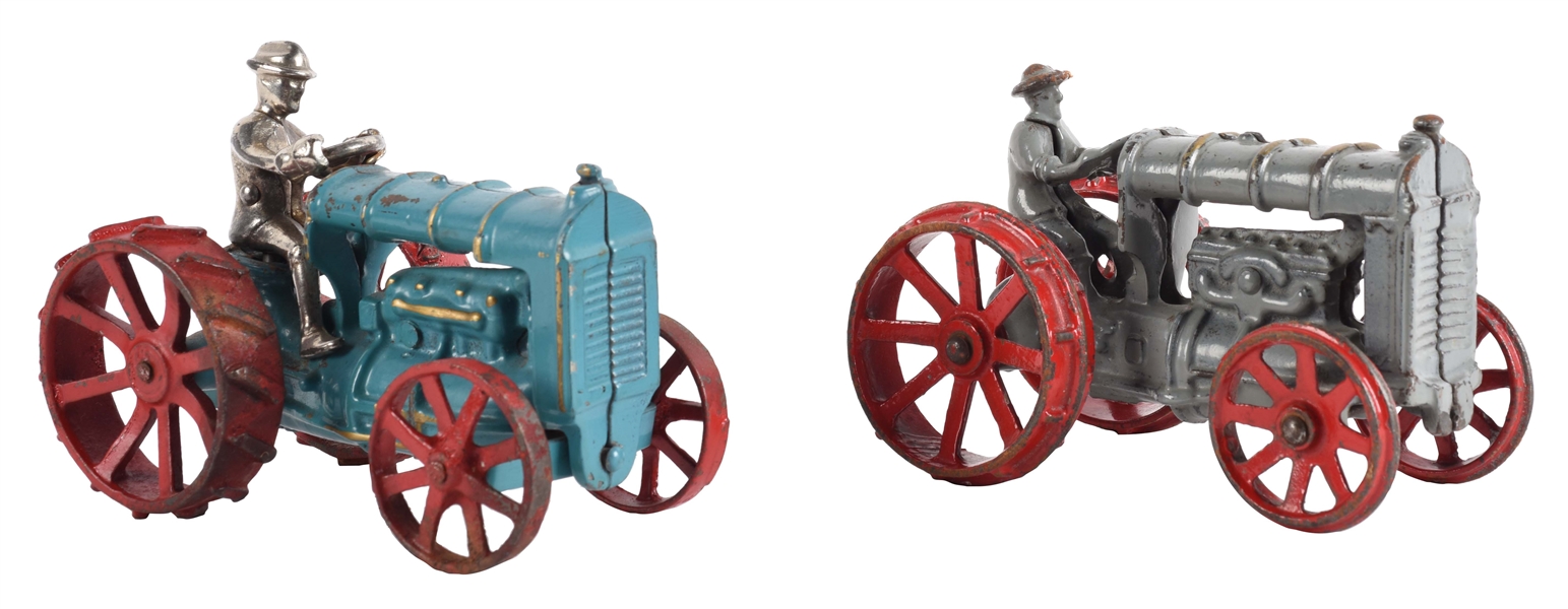 LOT OF 2: CAST IRON ARCADE TOY TRACTORS.