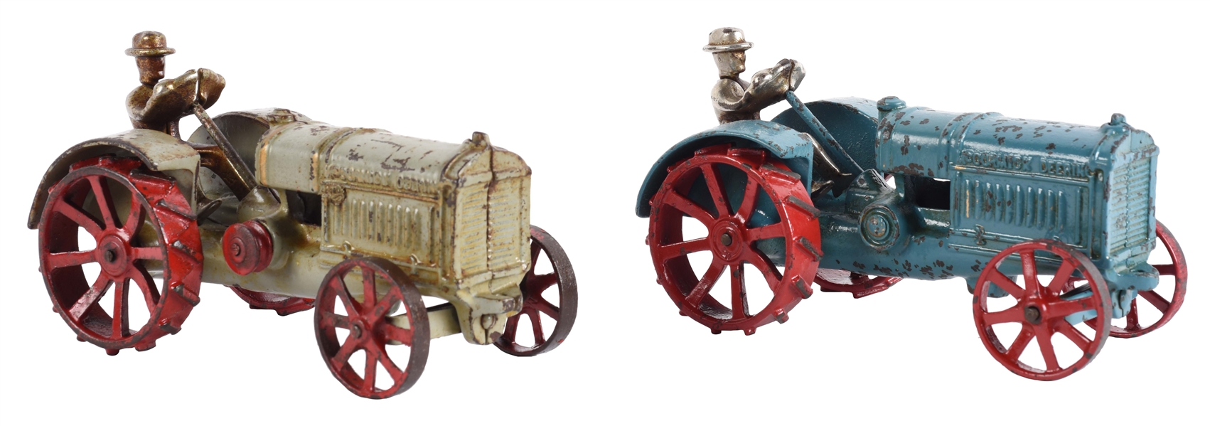 LOT OF 2: CAST IRON ARCADE TOY TRACTORS.