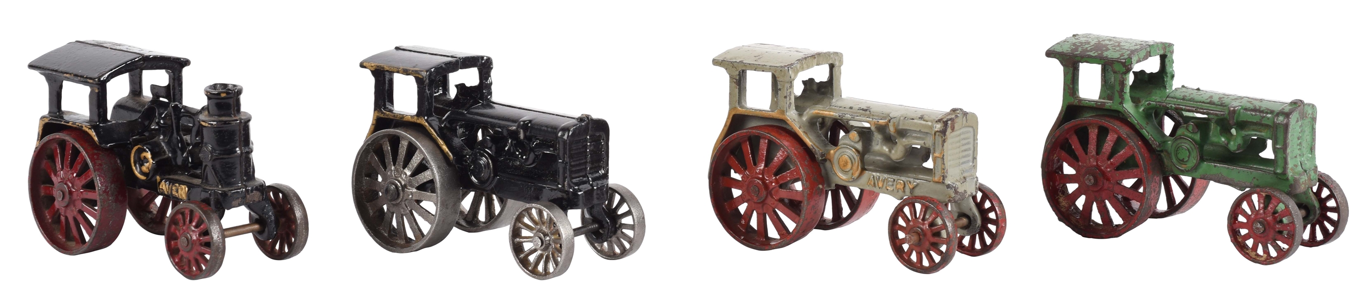 LOT OF 4: EARLY CAST IRON TOY TRACTORS. 
