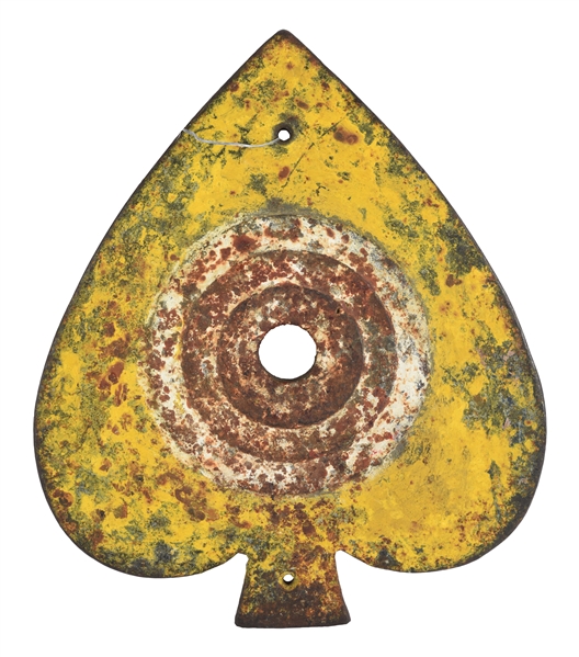 CAST IRON SPADE SHAPED POKER SHOOTING GALLERY TARGET.