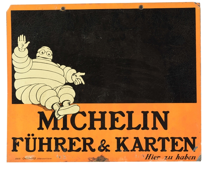 MICHELIN TIRES TIN CHALKBOARD SERVICE STATION SIGN.