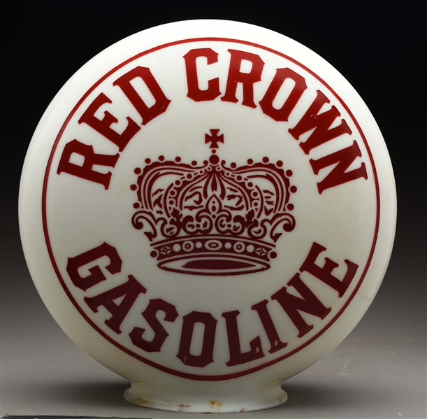 RED CROWN GASOILNE ONE PIECE ETHCHED GLOBE WITH CROWN GRAPHIC. 