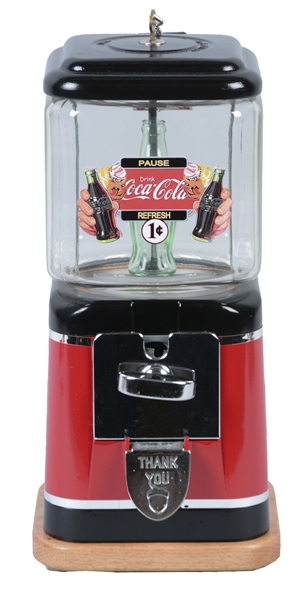 1¢ OAK MFG. CO. PAUSE DRINK COCA COLA REFRESH GUMBALL MACHINE.