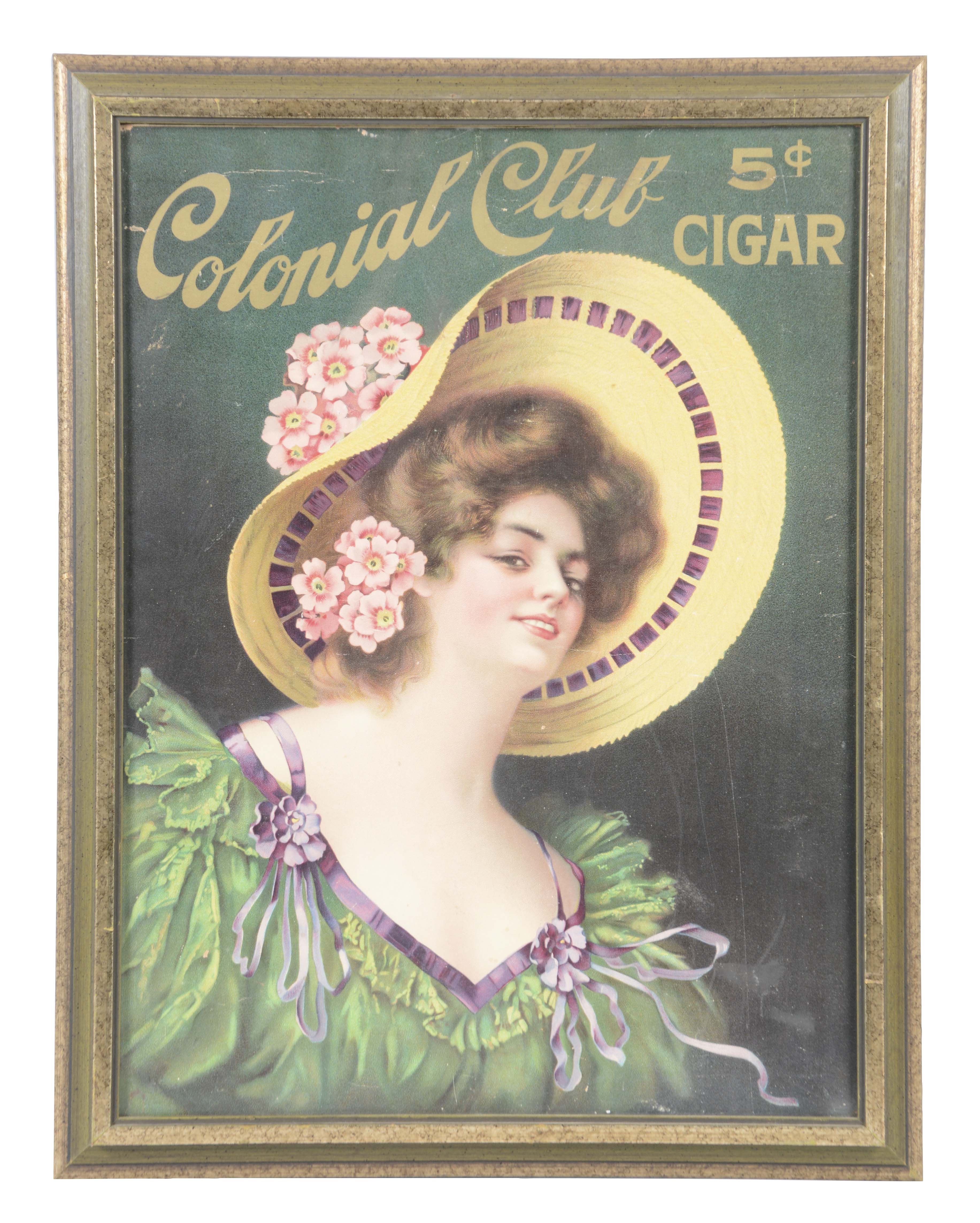 Lot Detail - FRAMED COLONIAL CLUB CIGAR ADVERTISEMENT.