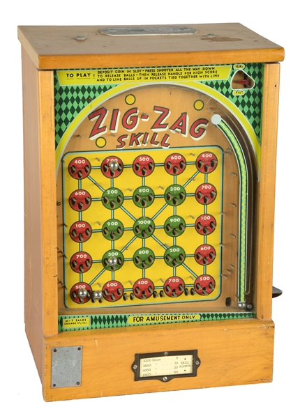 1¢ M-T SALES ZIG-ZAG SKILL ARCADE GAME. 
