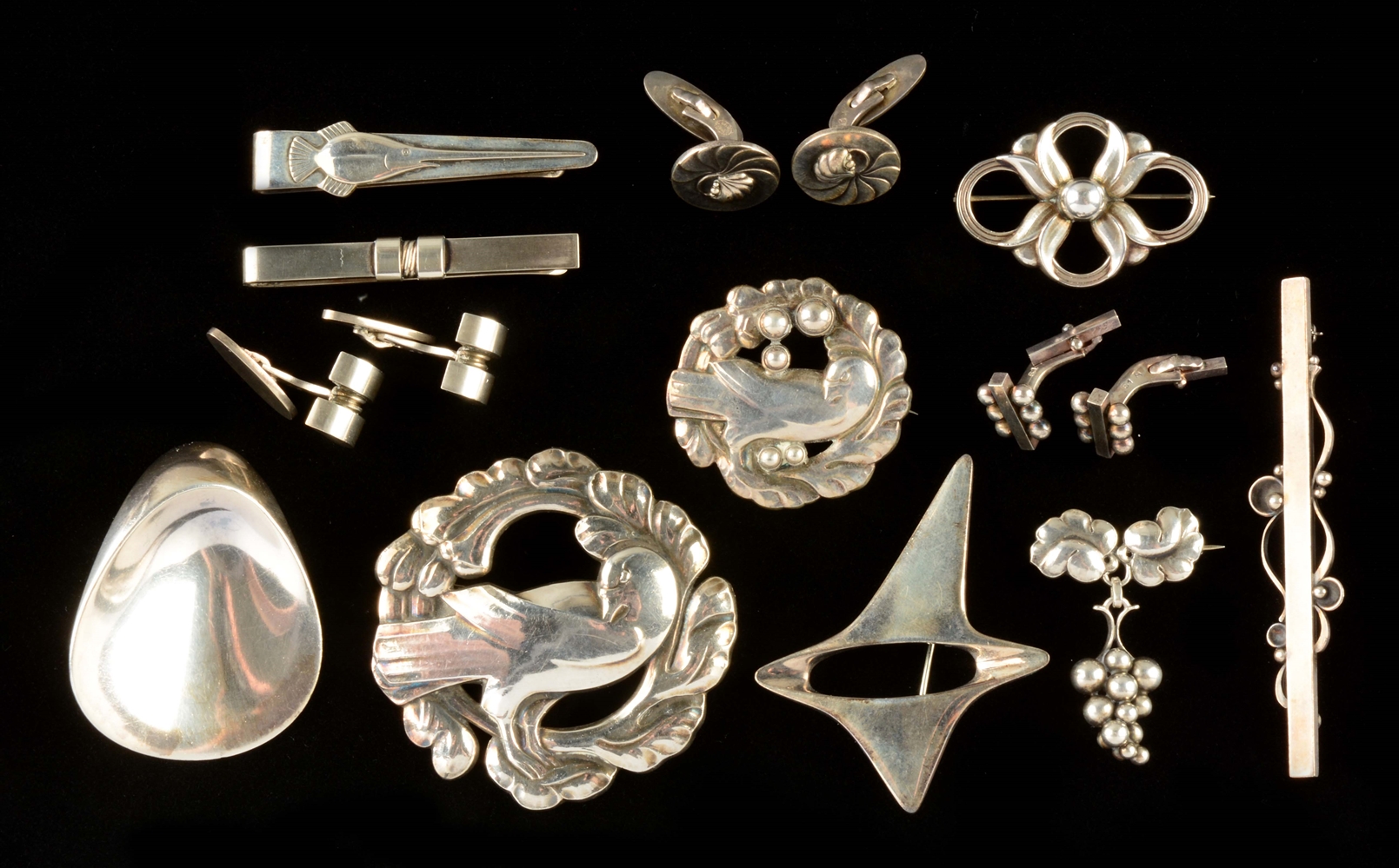 LOT OF 11: PIECES OF GEORG JENSEN STERLING SILVER JEWELRY. 