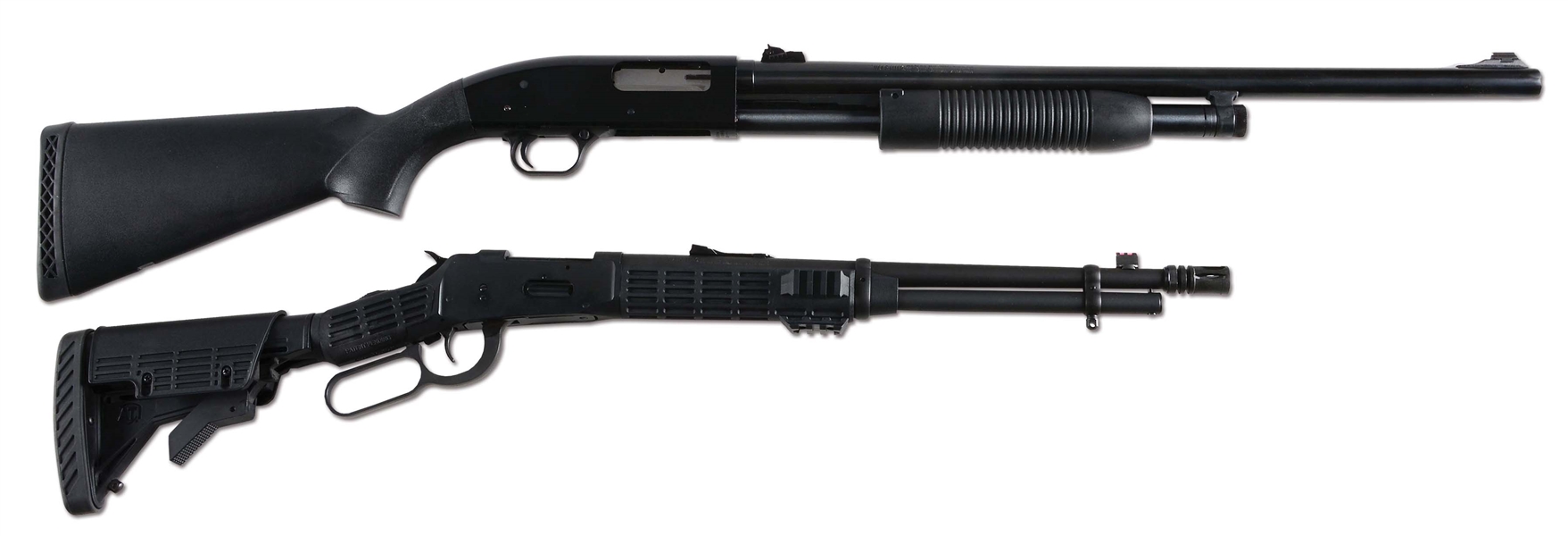 (M) LOT OF 2: ONE NIB MOSSBERG MODEL 464 LEVER ACTION RIFLE AND ONE NIB MOSSBERG MODEL 88 PUMP ACTION SHOTGUN