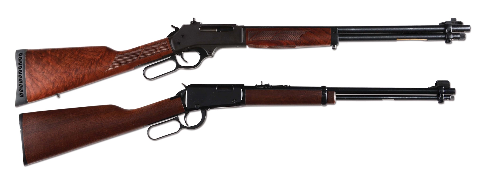 (M) LOT OF 2: ONE NIB HENRY H001 LEVER ACTION RIFLE AND ONE NIB HENRY H009 LEVER ACTION RIFLE.