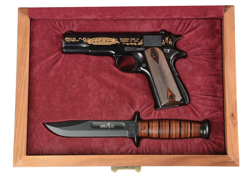 (M) CASED BROWNING 1911 JOHN M. BROWNING COMMEMORATIVE PISTOL.