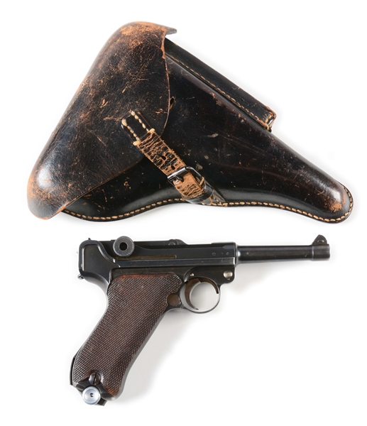 (C) NAZI MARKED GERMAN MAUSER LUGER P.08 SEMI-AUTOMATIC PISTOL WITH HOLSTER.