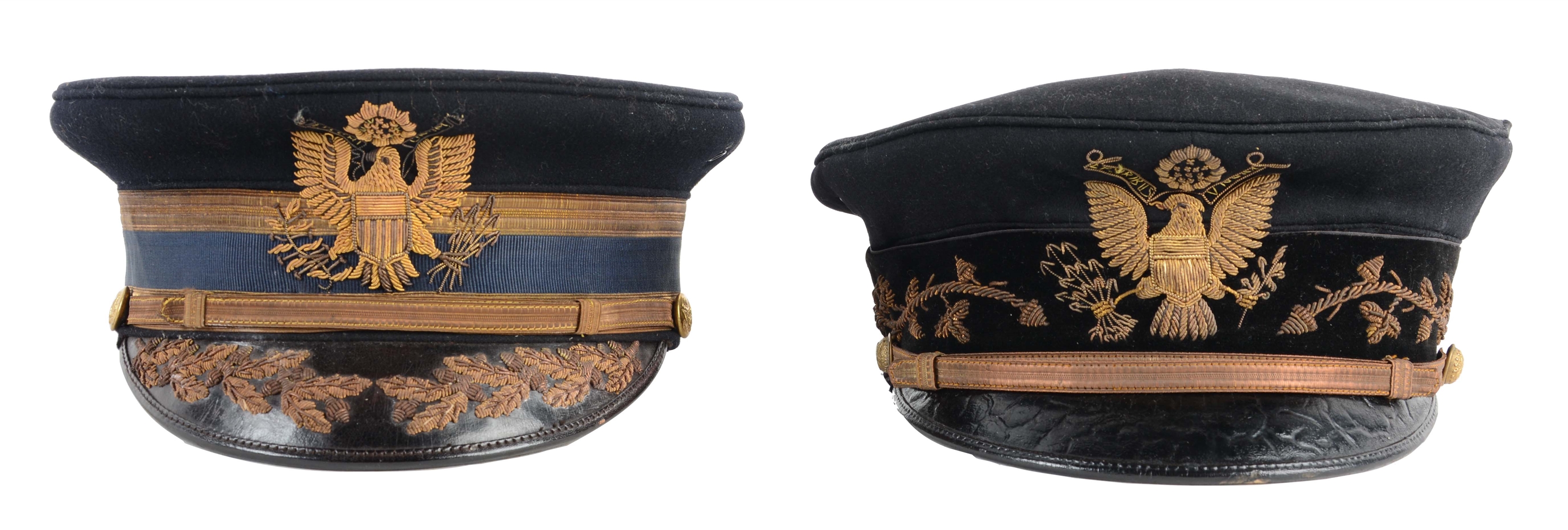 LOT OF 2: MODEL 1902 US ARMY OFFICERS DRESS CAPS.