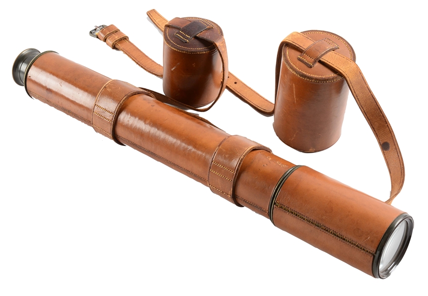 LEATHER CLAD TELESCOPE BY ROSS OF LONDON.