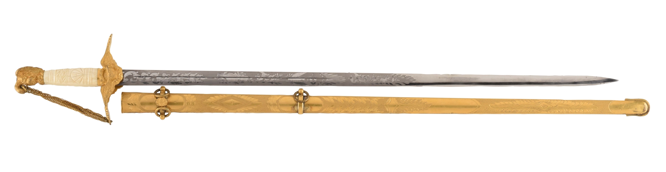 FINE, HIGH GRADE AMES MILITARY STAFF OFFICER SWORD WITH SCABBARD. 