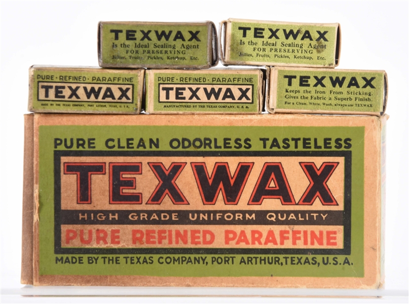 LOT OF 6: TEXWAX TEXACO WAX BARS IN BOX.