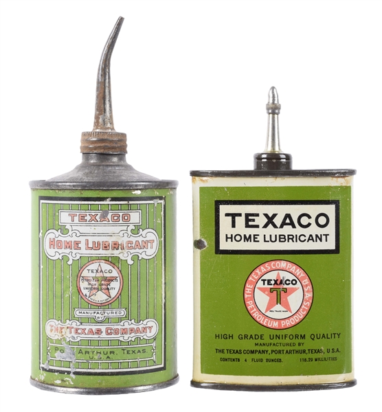LOT OF 2: TEXACO HANDY OILER HOME LUBRICANT CANS.