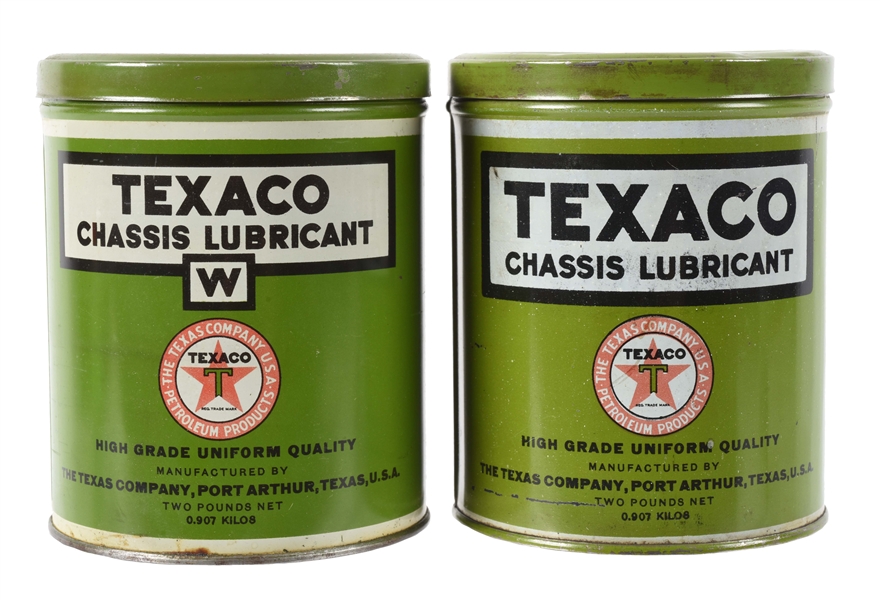 LOT OF 2: TEXACO CHASSIS LUBRICANT 2 POUND CANS.