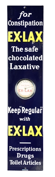 PORCELAIN EX-LAX THERMOMETER SIGN.