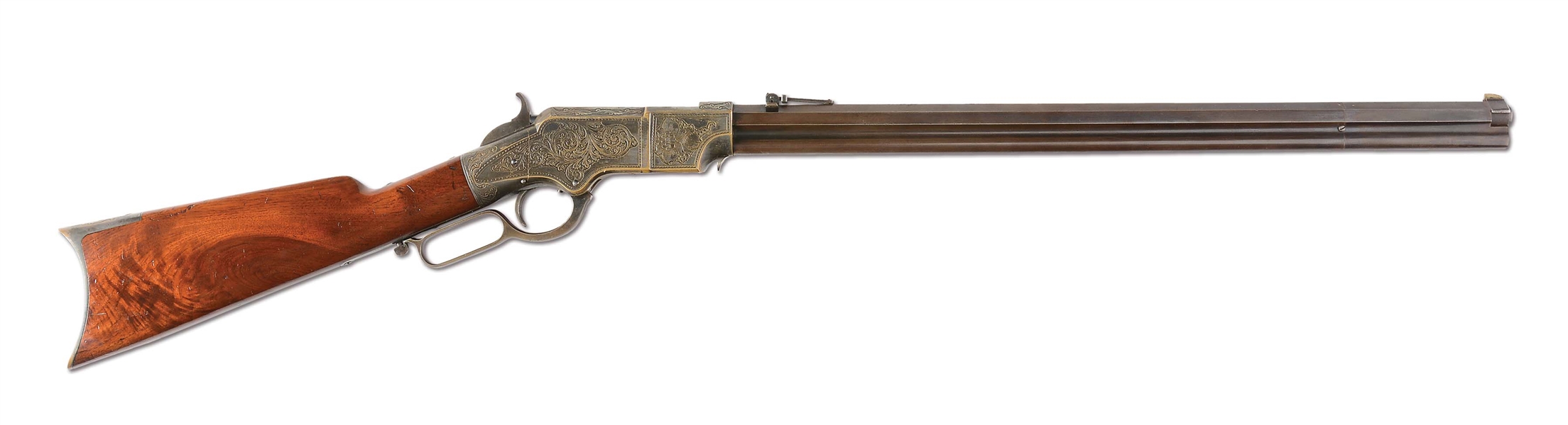 (A) SPECTACULAR HOGGSON ENGRAVED AND SILVER PLATED HENRY RIFLE (1864).