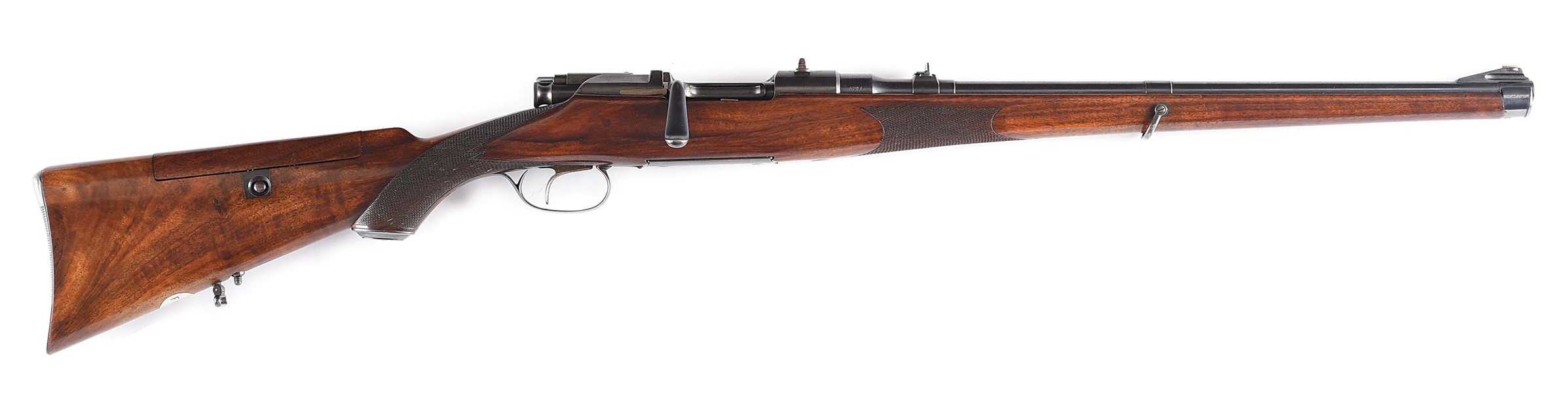 (C) STEYR MODEL 1908 MANNLICHER SCHOENAUR BOLT ACTION CARBINE WITH POP-UP CHEEKPIECE.