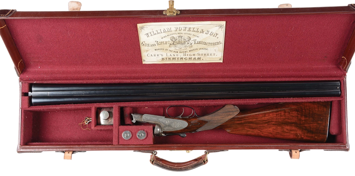 (A) WILLIAM POWELL & SON SIDELOCK EJECTOR SIDE BY SIDE SHOTGUN WITH CASE