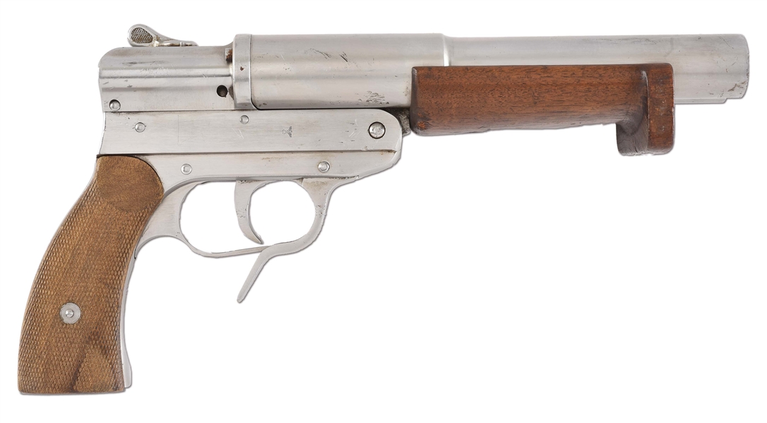 STAINLESS WALTHER SLD KRIEGSMARINE OR U-BOAT DOUBLE BARREL FLARE PISTOL, 1940.