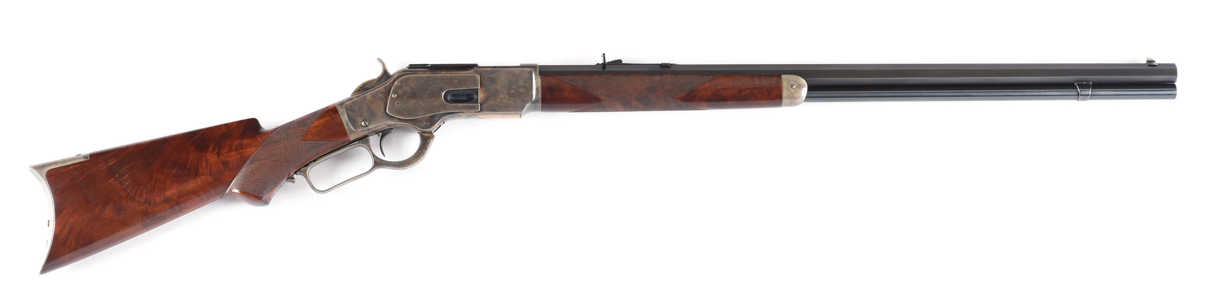 (A) NEAR NEW WINCHESTER MODEL 1873 DELUXE .44 LEVER ACTION RIFLE (1884).