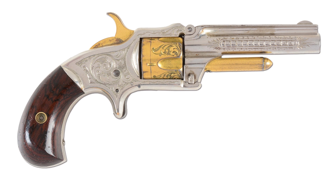 (A) BEAUTIFULLY ENGRAVED WITH GOLD ACCENTS MARLIN NO. 32 STANDARD TIP-UP REVOLVER.