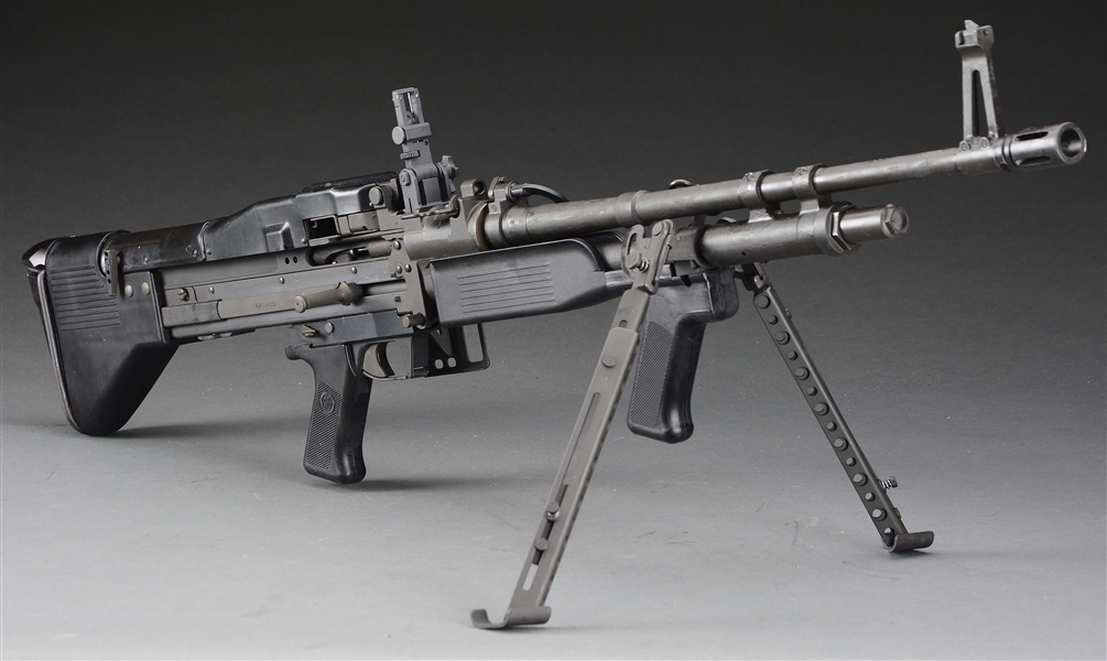 (N) EXCEPTIONAL AND FANTASTIC NEW IN ORIGINAL SHIPPING BOX MAREMONT M60E3 MACHINE GUN WITH 2 MINT ORIGINAL BARRELS (FULLY TRANSFERABLE)