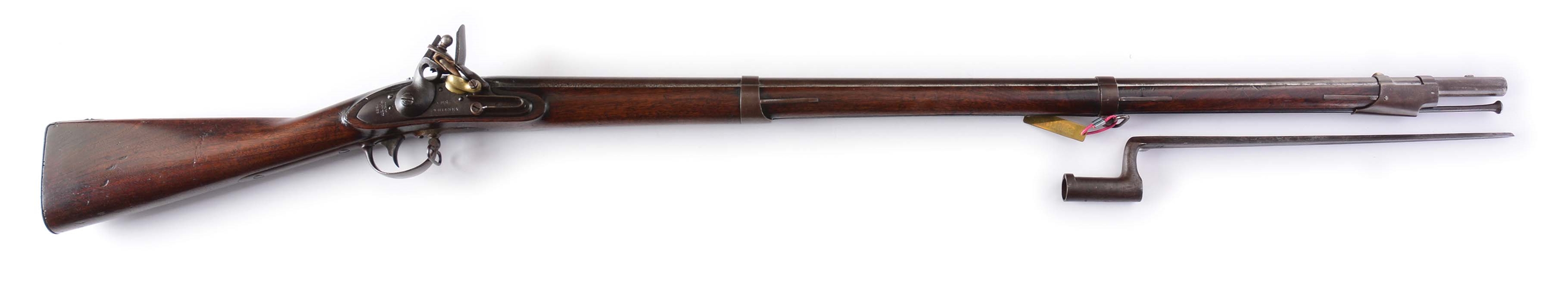 (A) WHITNEY MODEL 1816 FLINTLOCK MUSKET DATED 1839 WITH BAYONET.