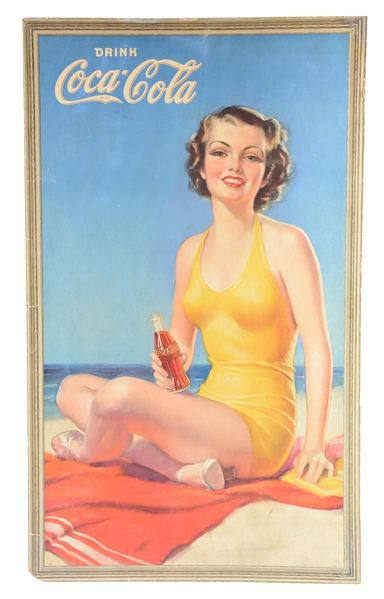 1937 LARGE COCA-COLA BATHING GIRL POSTER.