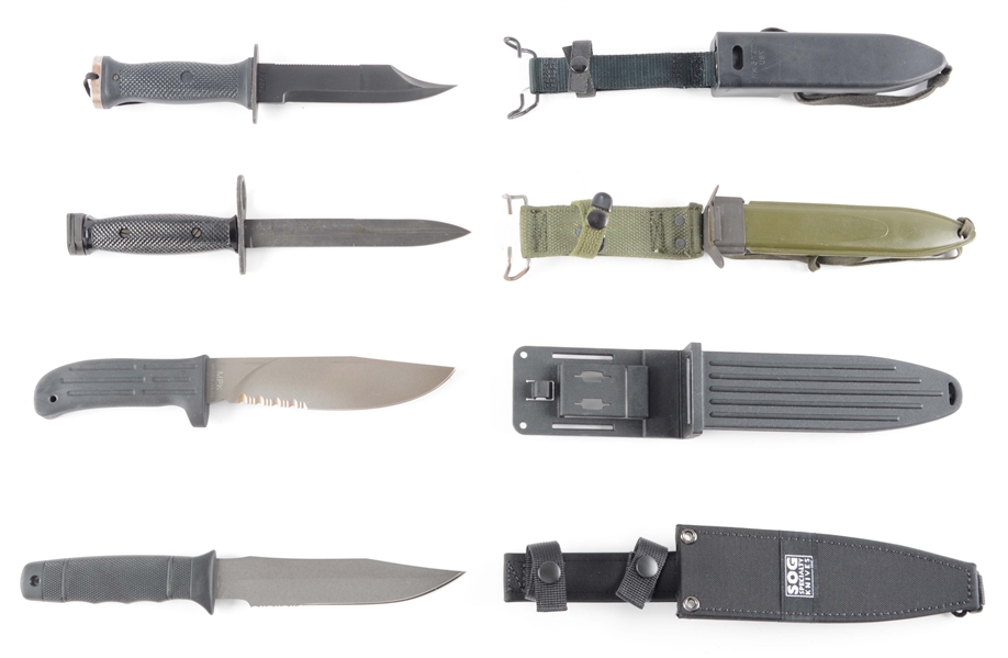 LOT OF 4: COLT US M7 BAYONET, US NAVY MK3 KNIFE, MPK DIVE KNIFE & SOG NAVY SEAL 2000.