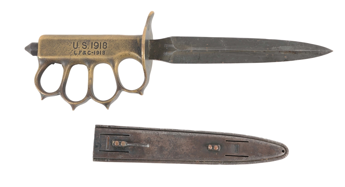 U.S. WWI M1918 LF&C TRENCH KNIFE & ORIGINAL SHEATH.