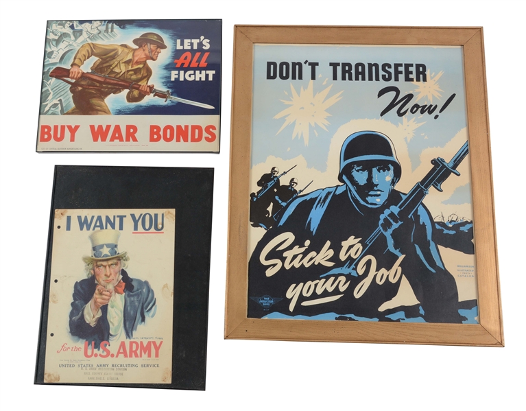 LOT OF 3: U.S. WWII RECRUITING POSTERS.