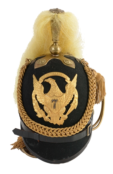 RECREATED MODEL 1872 CAVALRY OFFICERS DRESS HELMET UTILIZING OLD & NEW PARTS.