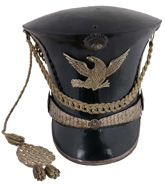 EXCEPTIONAL CONDITION AMERICAN MILITIA OFFICERS BELL CROWN SHAKO, CIRCA 1830.
